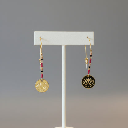 MULTI BEAD EVIL EYE EARRING