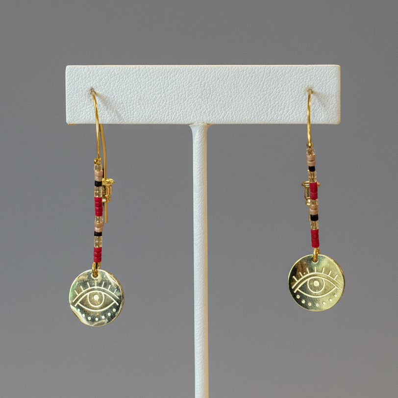 MULTI BEAD EVIL EYE EARRING