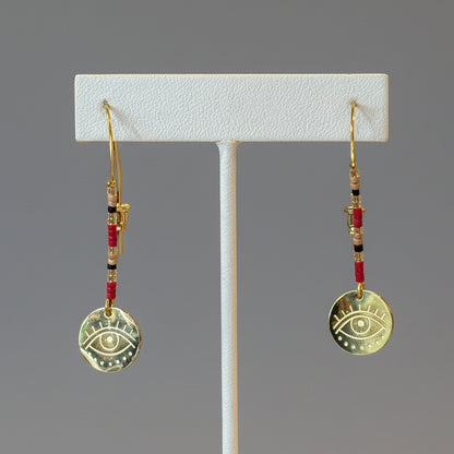 MULTI BEAD EVIL EYE EARRING