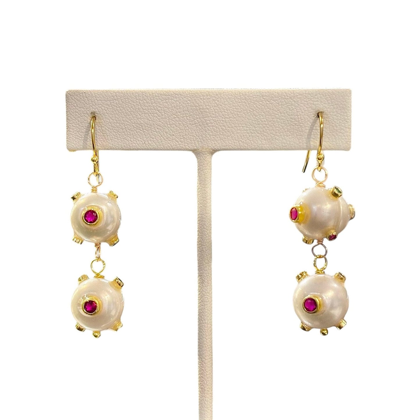 DBL PEARL MULTI STONE EARINGS