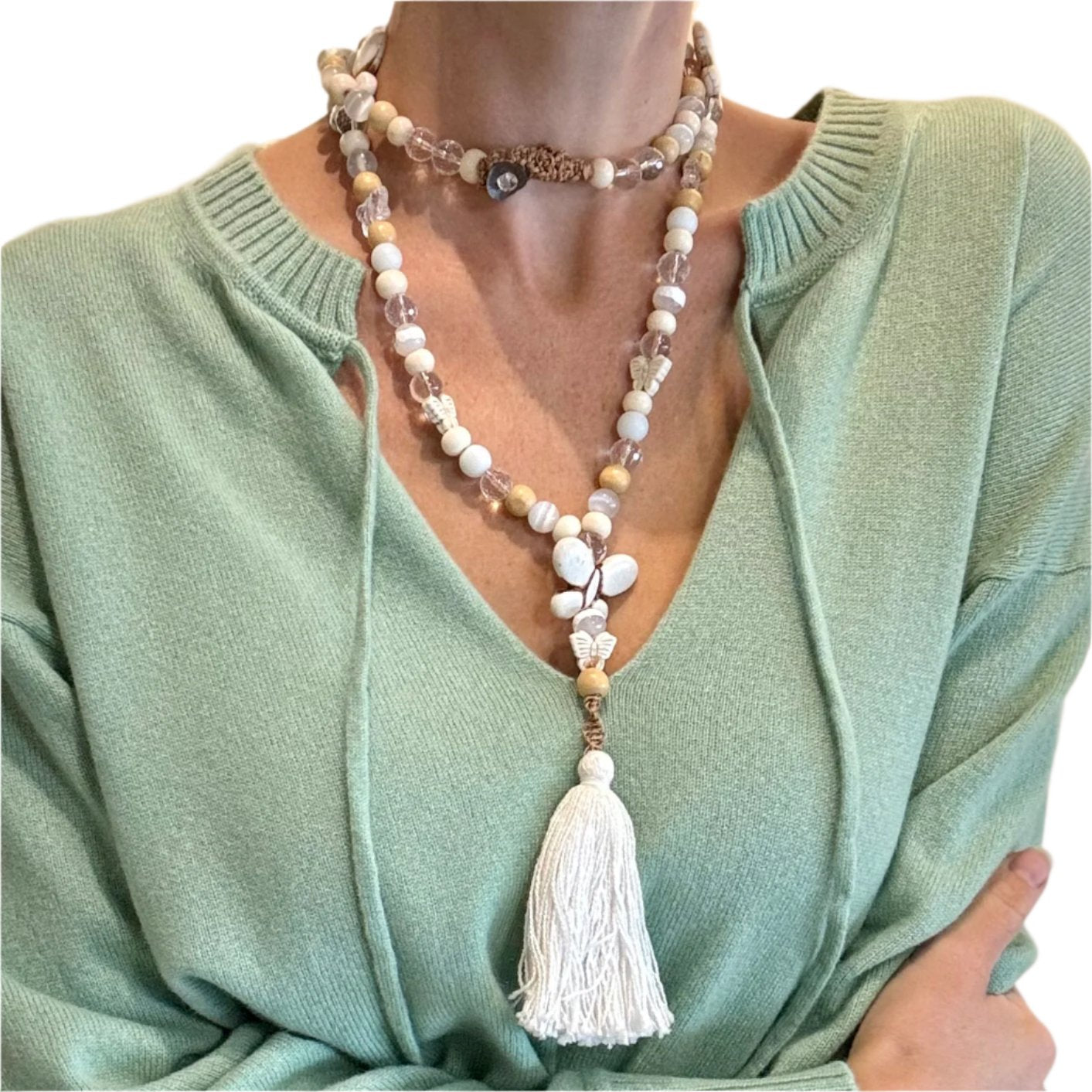 HOWLITE AGATE BUTTERFLY TASSEL
