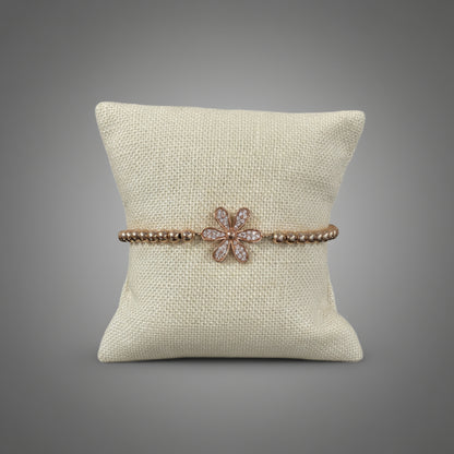 PAVE FLOWER AND BEAD BRACELET