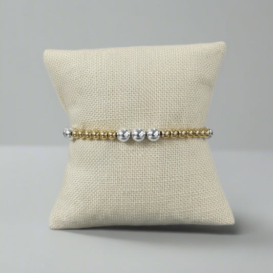 GOLD AND SILVER FILLED BEAD BRACELET