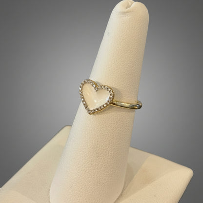 ENAMEL WHITE HEART RING