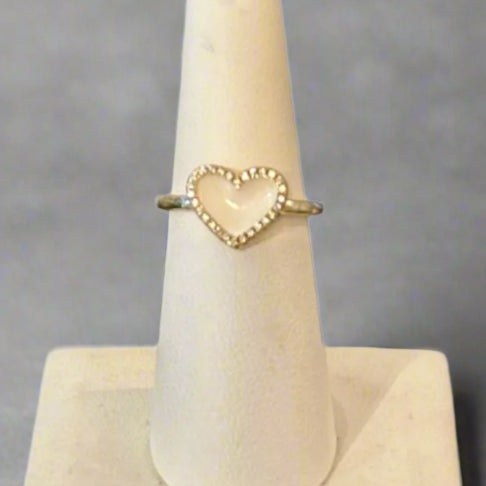 ENAMEL WHITE HEART RING