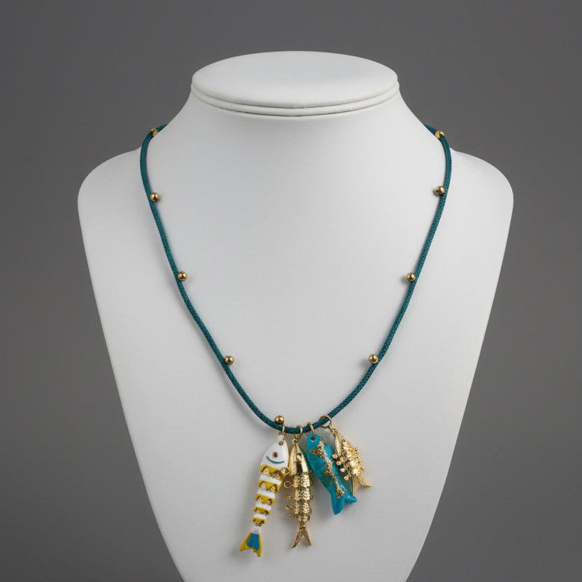 GREEN GOLD FISH NECKLACE
