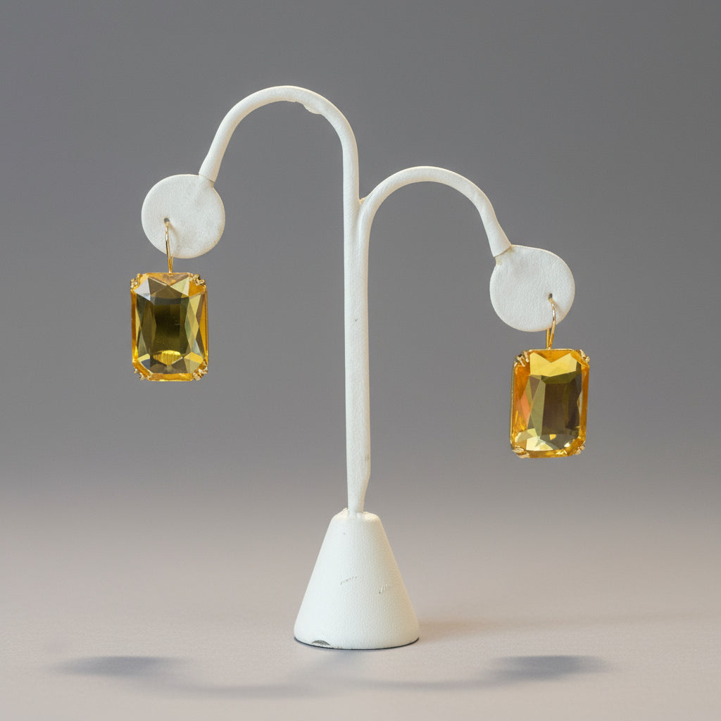 RECTANGULAR CRYSTAL EARRINGS