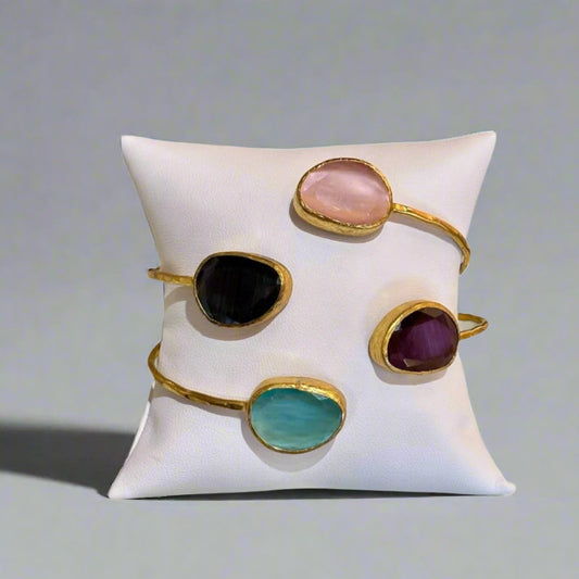 BRASS DBL STONE CUFF