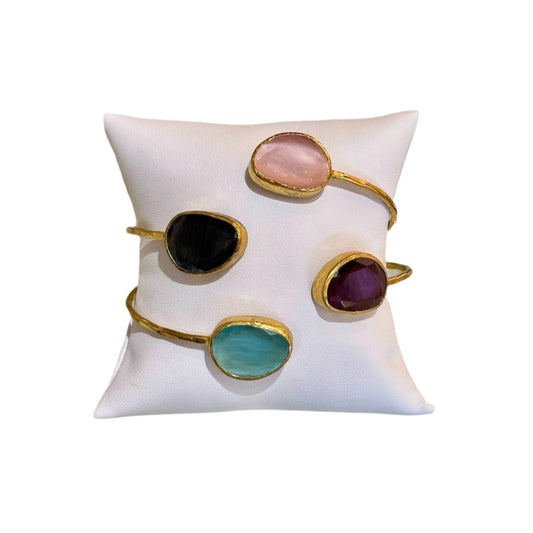 BRASS DBL STONE CUFF