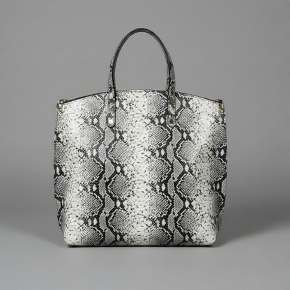 SNAKE PRINT LEATHER TOTE