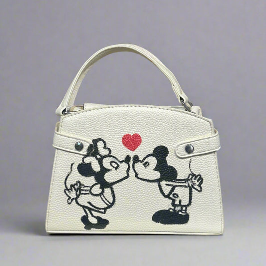 WHITE MICKEY AND MINNIE PURSE