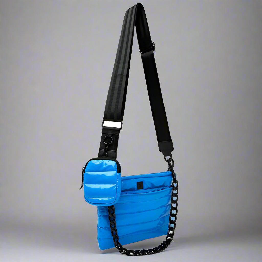 HAMPTON BLUE PATENT CROSS BODY