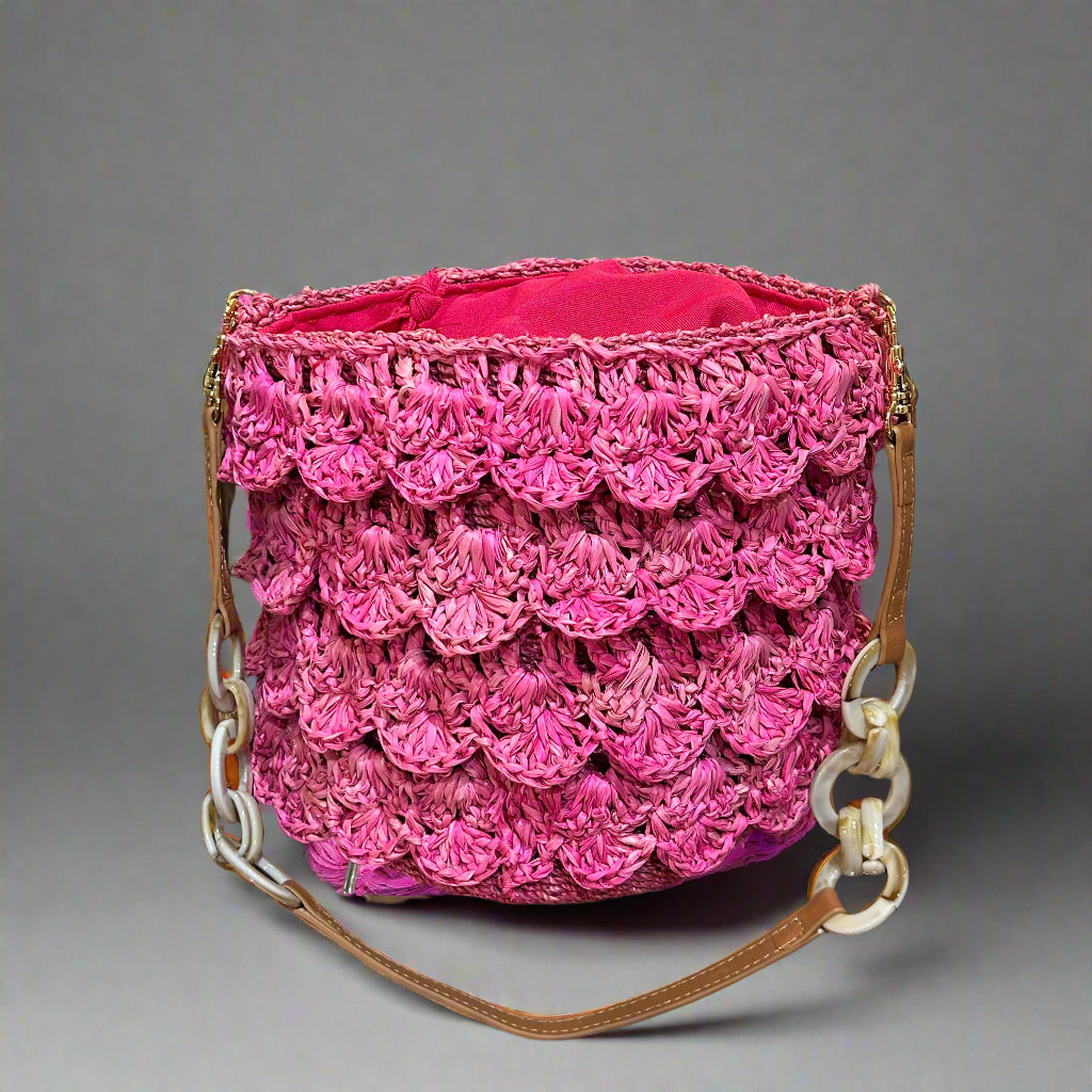 MICHELLE RUFFLED WOVEN BAG