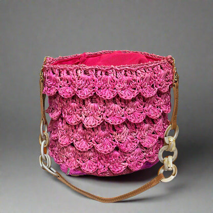 MICHELLE RUFFLED WOVEN BAG