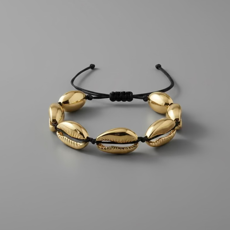 ADJUSTABLE GOLD PLATED SHELL BRACELET