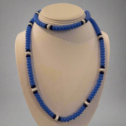 BLUE GLASS BEADED NECKLACE