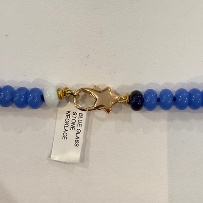 BLUE GLASS BEADED NECKLACE