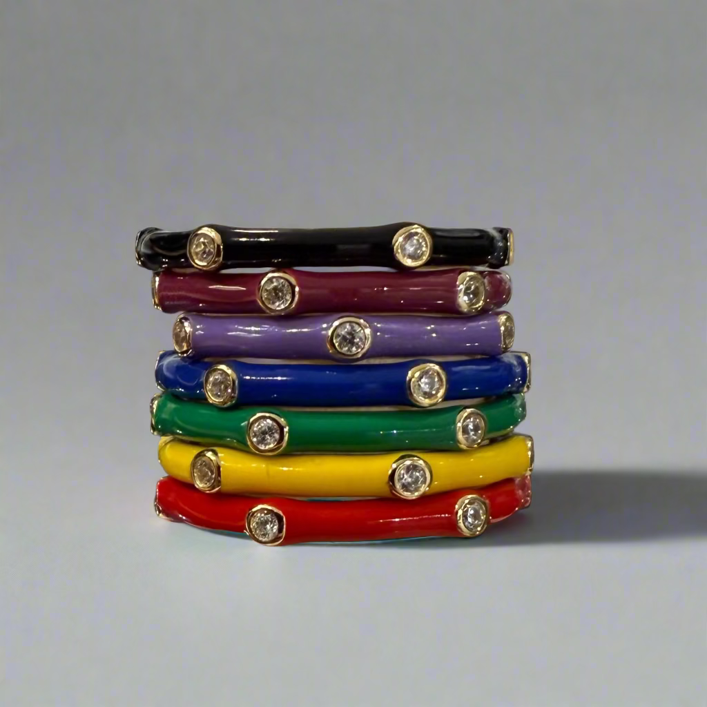 ENAMEL CZ STACKABLE RINGS