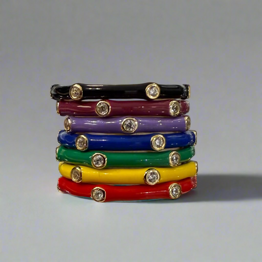 ENAMEL CZ STACKABLE RINGS