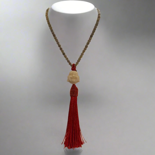 CRAVED LABRADORITE BUDDHA NECKLACE