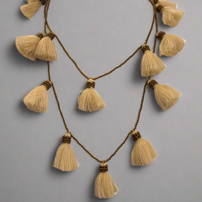 GOLD BEADED TASSEL NECKLACE