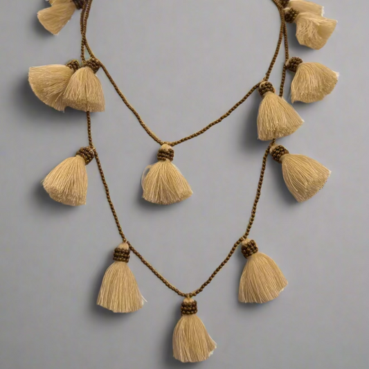 GOLD BEADED TASSEL NECKLACE