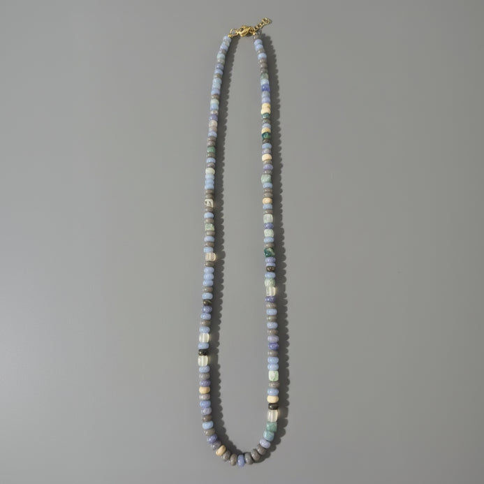 BEADED BLUE AGATE NECKLACE