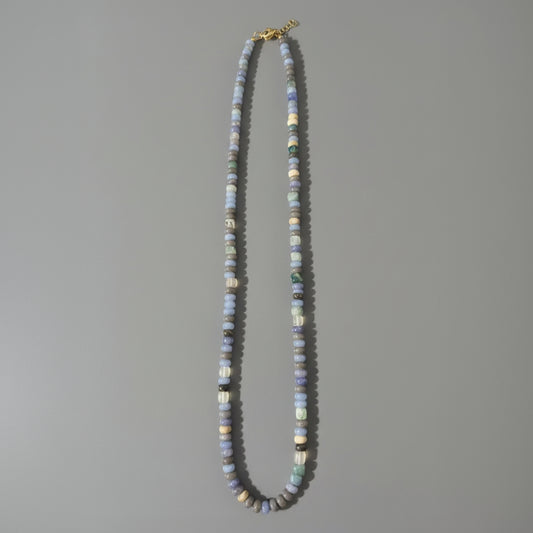 BEADED BLUE AGATE NECKLACE