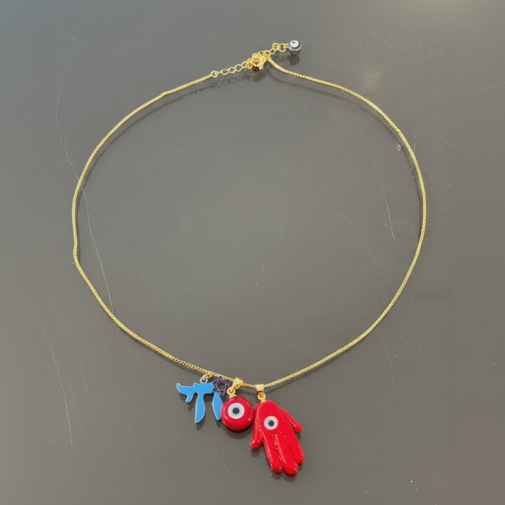 EVIL EYE HAMSA TRIO NECKLACE