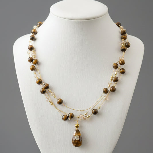 FLOATING TIGERS EYE NECKLACE