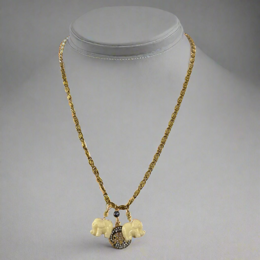 GOLD ELEPHANT TRIPLET NECKLACE
