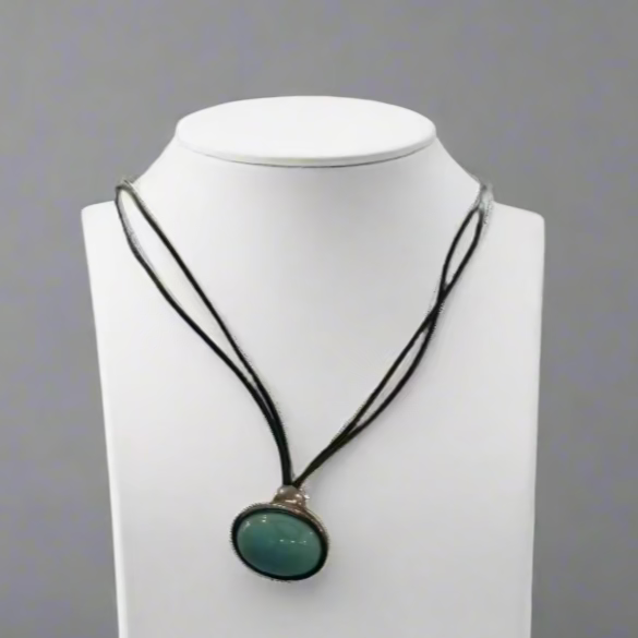 TURQUOISE AND LEATHER WRAP NECKLACE