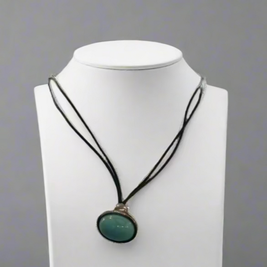 TURQUOISE AND LEATHER WRAP NECKLACE