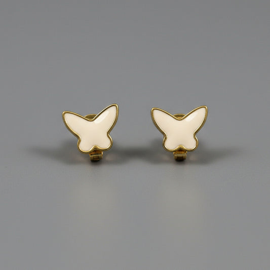 SMALL ENAMEL WHITE BUTTERFLY EARRING
