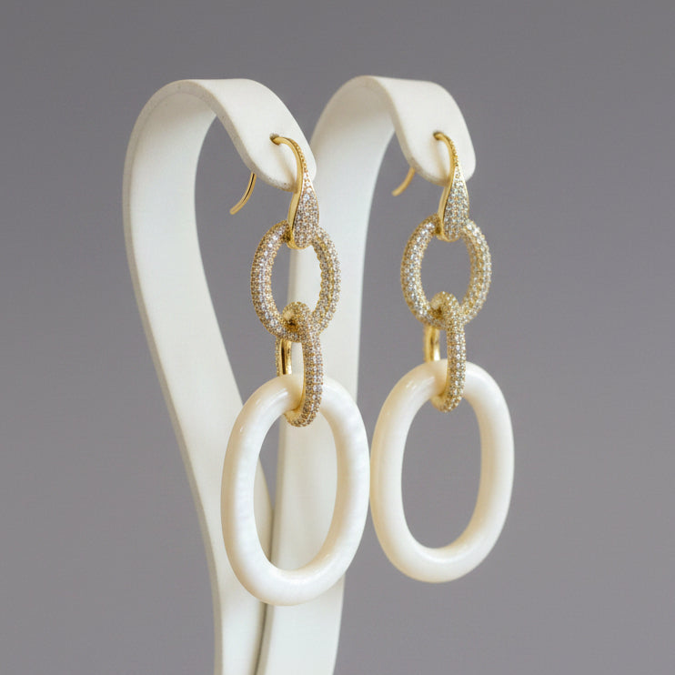 CZ EBONY TRIPLE HOOP EARING