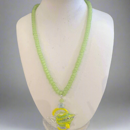 GREEN AGATE & CITRINE NECKLACE