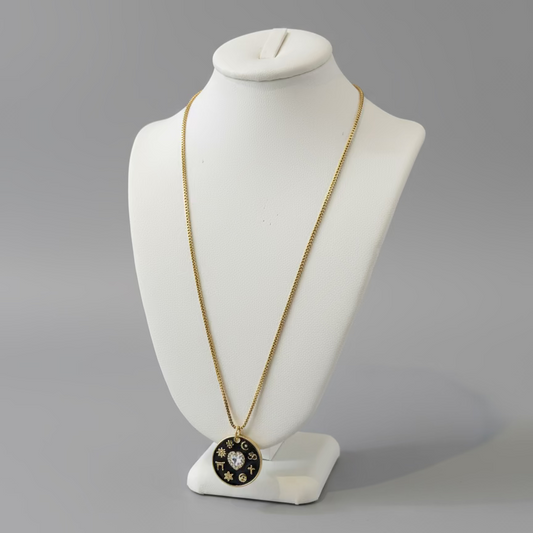 BLACK ENAMEL HEART NECKLACE