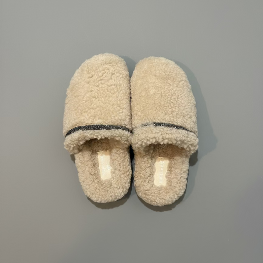 BEADED SHEARLING SLIDES