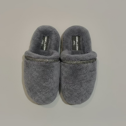 BEADED SHEARLING SLIDES