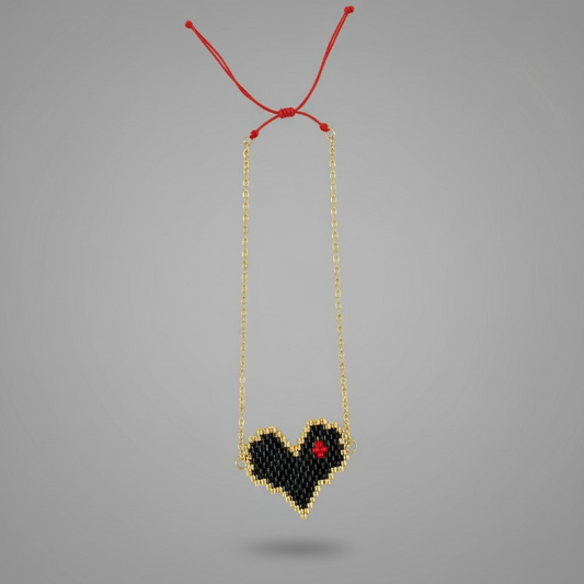 MIYUKI HEART RED STRING BRACELET