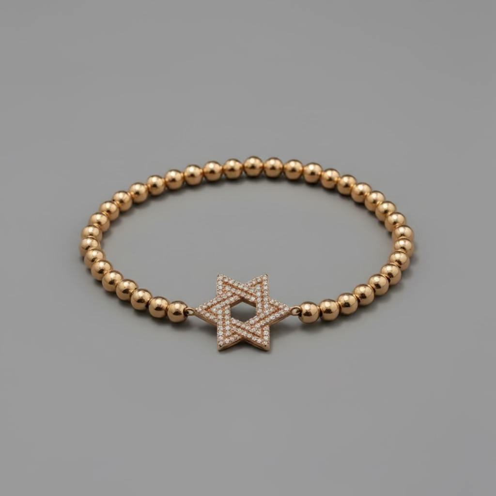 PAVE FLOWER AND BEAD BRACELET