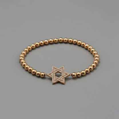 PAVE FLOWER AND BEAD BRACELET