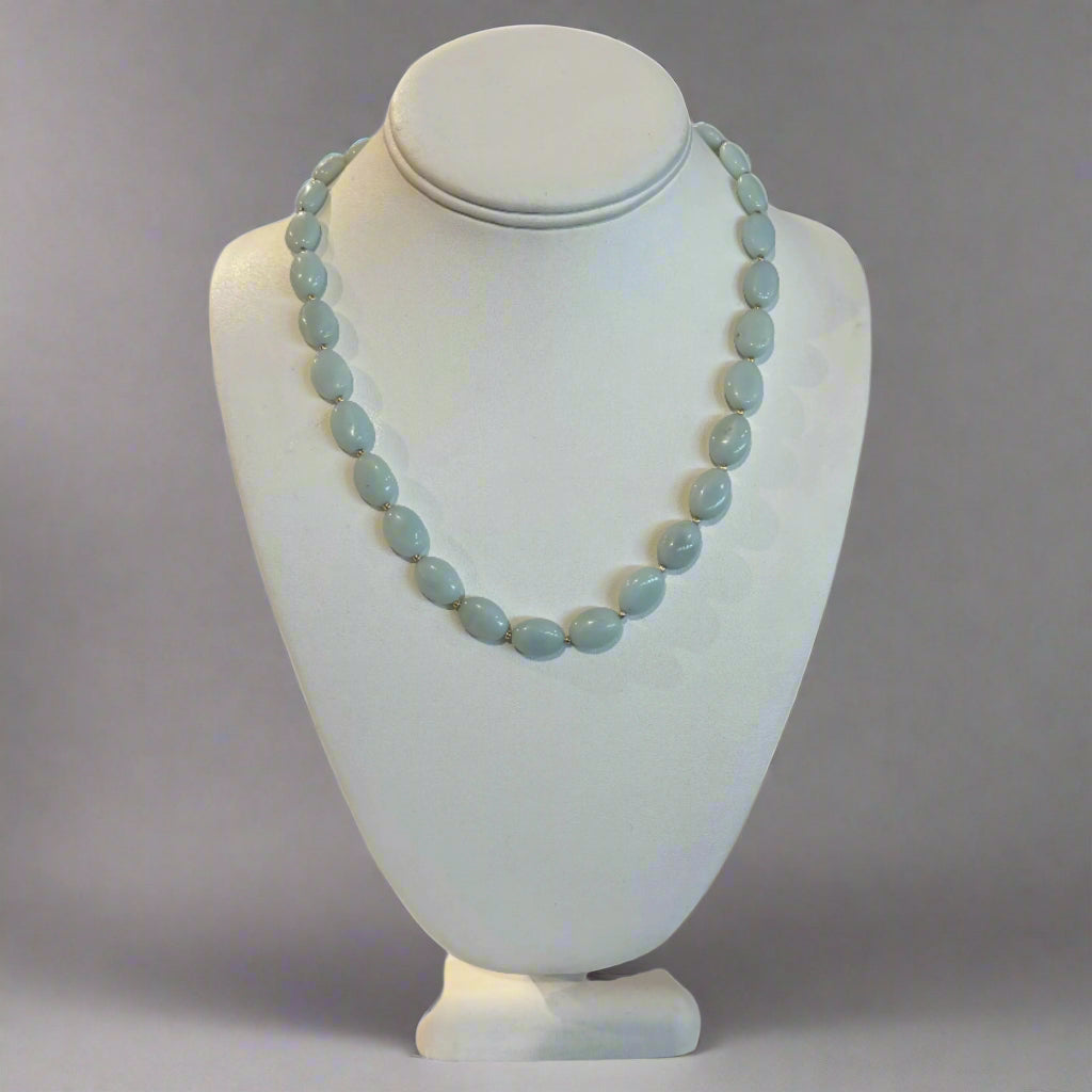 LARIMAR GOLD BEAD NECKLACE
