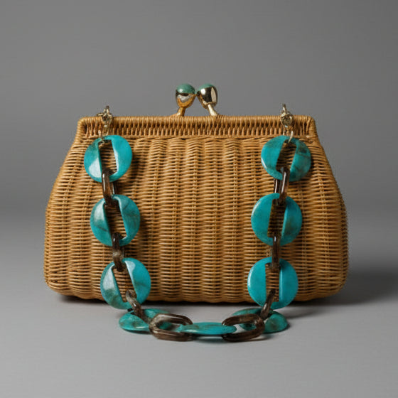 BRUNA HONEY WICKER CLUTCH