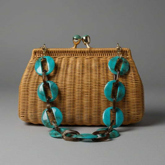 BRUNA HONEY WICKER CLUTCH
