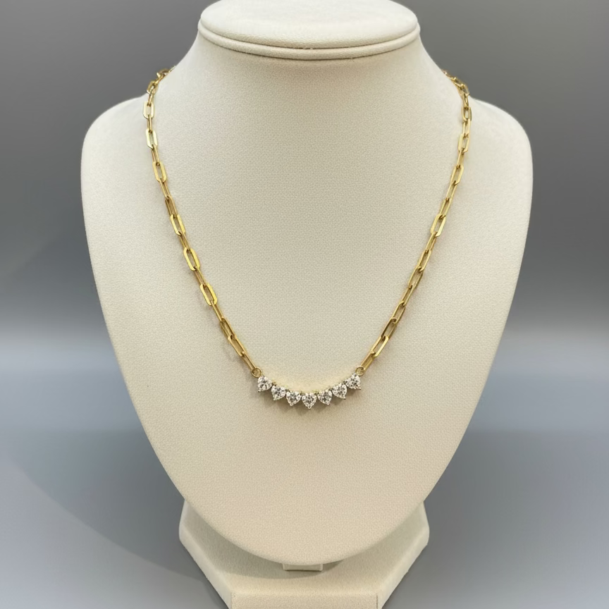 MULTI CZ HEART NECKLACE
