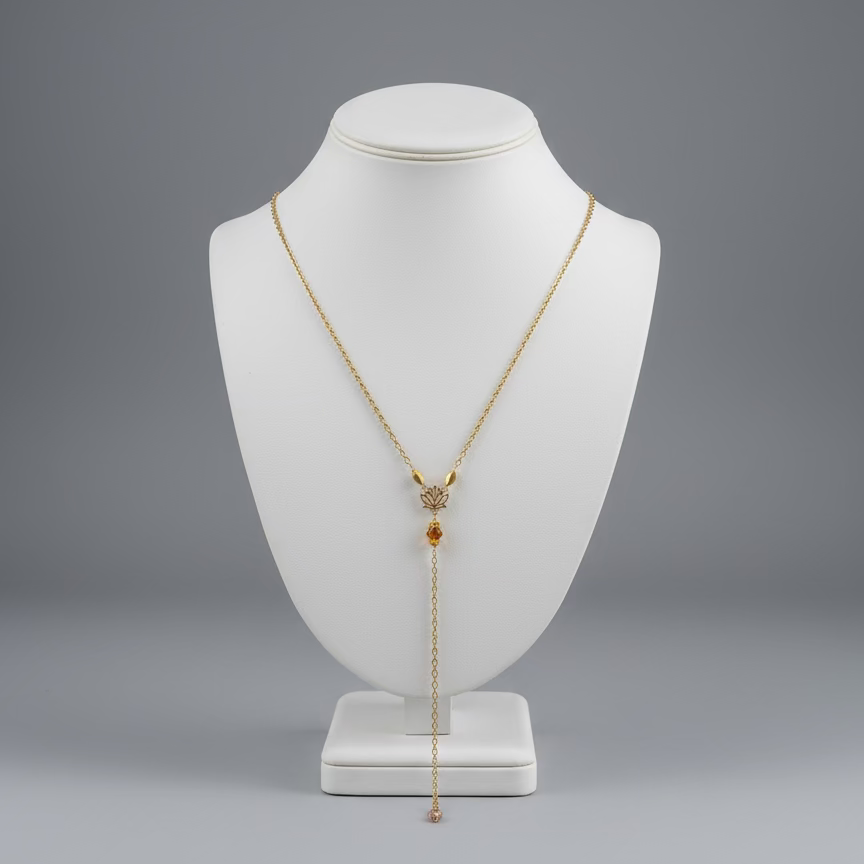 GOLD DIPPED LOTUS LARIAT CHAIN