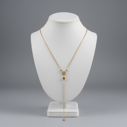 GOLD DIPPED LOTUS LARIAT CHAIN