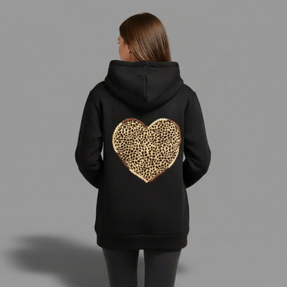 HEART LEOPARD ZIPPER HOODIE