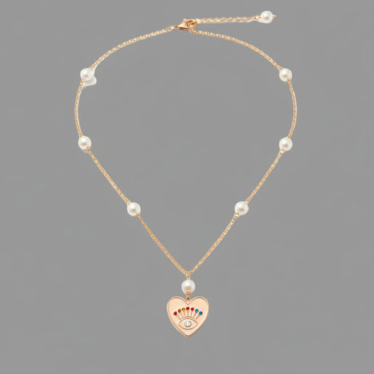 MYSTIC PEARL HEART NECKALCE